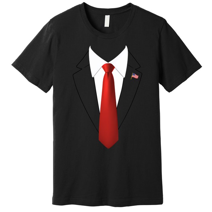 President Trump Suit Lazy Halloween Costume Usa Flag Premium T-Shirt