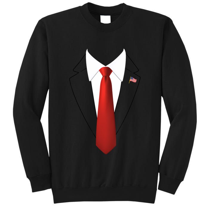 President Trump Suit Lazy Halloween Costume Usa Flag Tall Sweatshirt