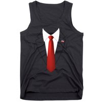 President Trump Suit Lazy Halloween Costume Usa Flag Tank Top