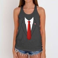 President Trump Suit Lazy Halloween Costume Usa Flag Women's Knotted Racerback Tank