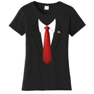 President Trump Suit Lazy Halloween Costume Usa Flag Women's T-Shirt