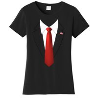 President Trump Suit Lazy Halloween Costume Usa Flag Women's T-Shirt