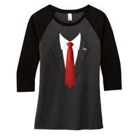 President Trump Suit Lazy Halloween Costume Usa Flag Women's Tri-Blend 3/4-Sleeve Raglan Shirt