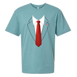 President Trump Suit Lazy Halloween Costume Usa Flag Sueded Cloud Jersey T-Shirt