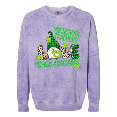 Preschool Teacher St Patricks Day PreK Shenanigans LOVE Colorblast Crewneck Sweatshirt