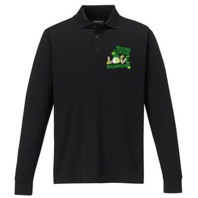 Preschool Teacher St Patricks Day PreK Shenanigans LOVE Performance Long Sleeve Polo