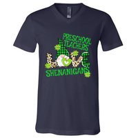 Preschool Teacher St Patricks Day PreK Shenanigans LOVE V-Neck T-Shirt