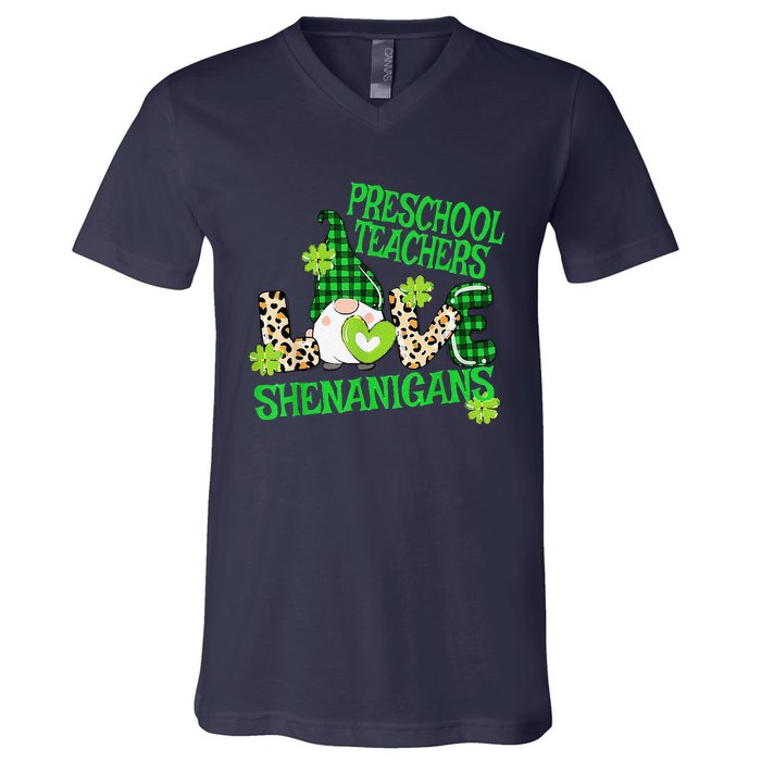 Preschool Teacher St Patricks Day PreK Shenanigans LOVE V-Neck T-Shirt