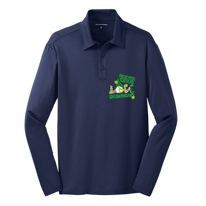 Preschool Teacher St Patricks Day PreK Shenanigans LOVE Silk Touch Performance Long Sleeve Polo