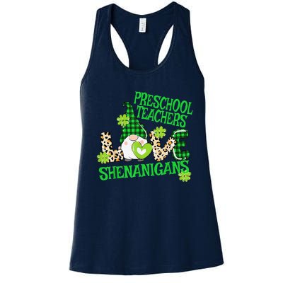 Preschool Teacher St Patricks Day PreK Shenanigans LOVE Women's Racerback Tank