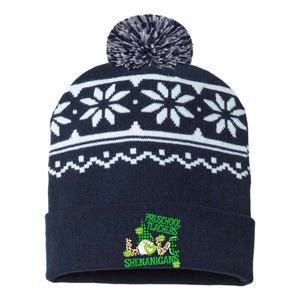 Preschool Teacher St Patricks Day PreK Shenanigans LOVE USA-Made Snowflake Beanie