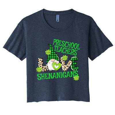 Preschool Teacher St Patricks Day PreK Shenanigans LOVE Women's Crop Top Tee