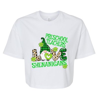 Preschool Teacher St Patricks Day PreK Shenanigans LOVE Bella+Canvas Jersey Crop Tee