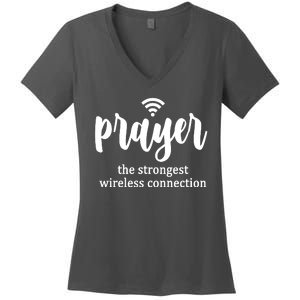 Prayer The Strongest Wireless Connection Women's V-Neck T-Shirt