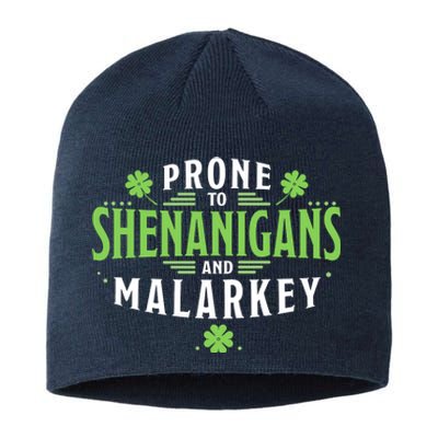 Prone To Shenanigans And Malarkey St Patricks Day Sustainable Beanie