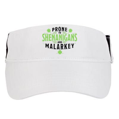 Prone To Shenanigans And Malarkey St Patricks Day Adult Drive Performance Visor