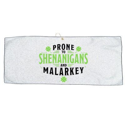 Prone To Shenanigans And Malarkey St Patricks Day Large Microfiber Waffle Golf Towel