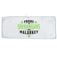 Prone To Shenanigans And Malarkey St Patricks Day Large Microfiber Waffle Golf Towel