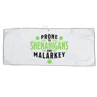 Prone To Shenanigans And Malarkey St Patricks Day Large Microfiber Waffle Golf Towel