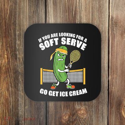 Pickle Tennis Soft Serve Ice Cream Funny Pickleball Playing Gift Coaster