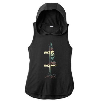 Pine Tree Snowboard Snowboarding Gift Ladies PosiCharge Tri-Blend Wicking Draft Hoodie Tank