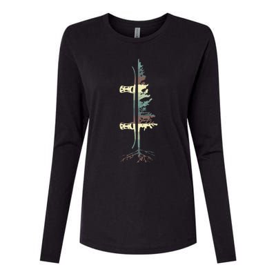 Pine Tree Snowboard Snowboarding Gift Womens Cotton Relaxed Long Sleeve T-Shirt