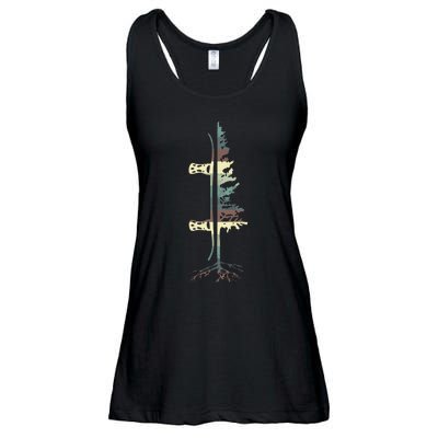 Pine Tree Snowboard Snowboarding Gift Ladies Essential Flowy Tank