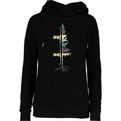 Pine Tree Snowboard Snowboarding Gift Womens Funnel Neck Pullover Hood