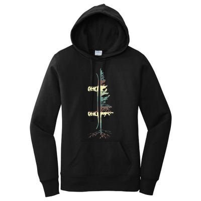 Pine Tree Snowboard Snowboarding Gift Women's Pullover Hoodie