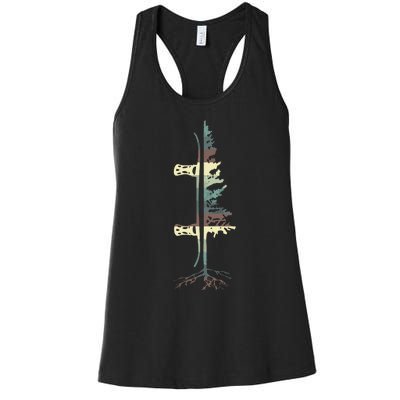 Pine Tree Snowboard Snowboarding Gift Women's Racerback Tank