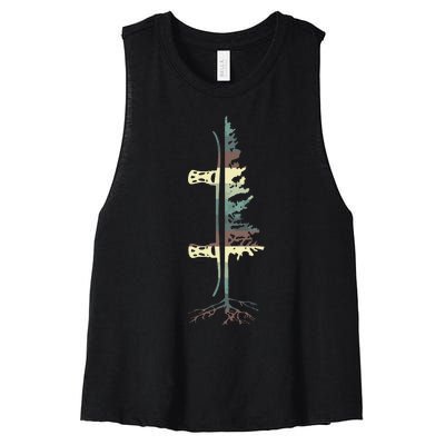 Pine Tree Snowboard Snowboarding Gift Women's Racerback Cropped Tank