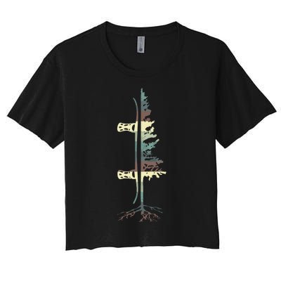 Pine Tree Snowboard Snowboarding Gift Women's Crop Top Tee