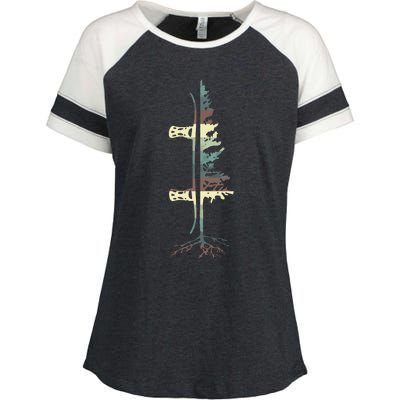 Pine Tree Snowboard Snowboarding Gift Enza Ladies Jersey Colorblock Tee