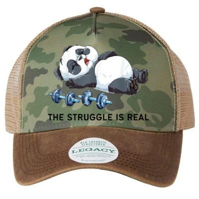 Panda The Struggle Is Real Weightlifting Fitness Gym Funny Legacy Tie Dye Trucker Hat