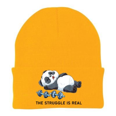 Panda The Struggle Is Real Weightlifting Fitness Gym Funny Knit Cap Winter Beanie