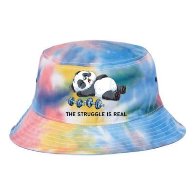 Panda The Struggle Is Real Weightlifting Fitness Gym Funny Tie Dye Newport Bucket Hat