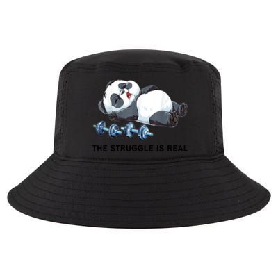 Panda The Struggle Is Real Weightlifting Fitness Gym Funny Cool Comfort Performance Bucket Hat