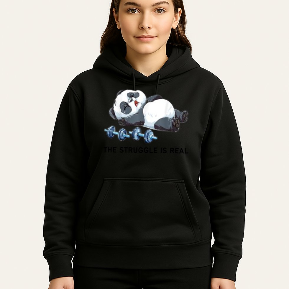 Panda The Struggle Is Real Weightlifting Fitness Gym Funny Hoodie