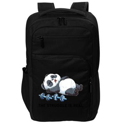 Panda The Struggle Is Real Weightlifting Fitness Gym Funny Impact Tech Backpack