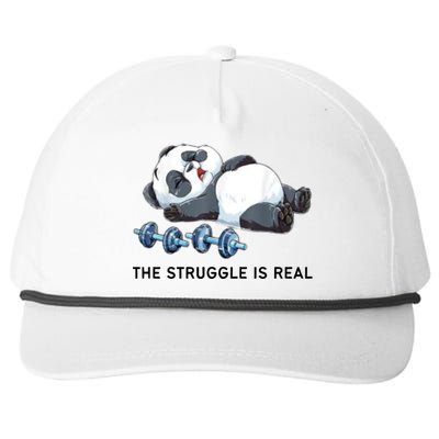 Panda The Struggle Is Real Weightlifting Fitness Gym Funny Snapback Five-Panel Rope Hat