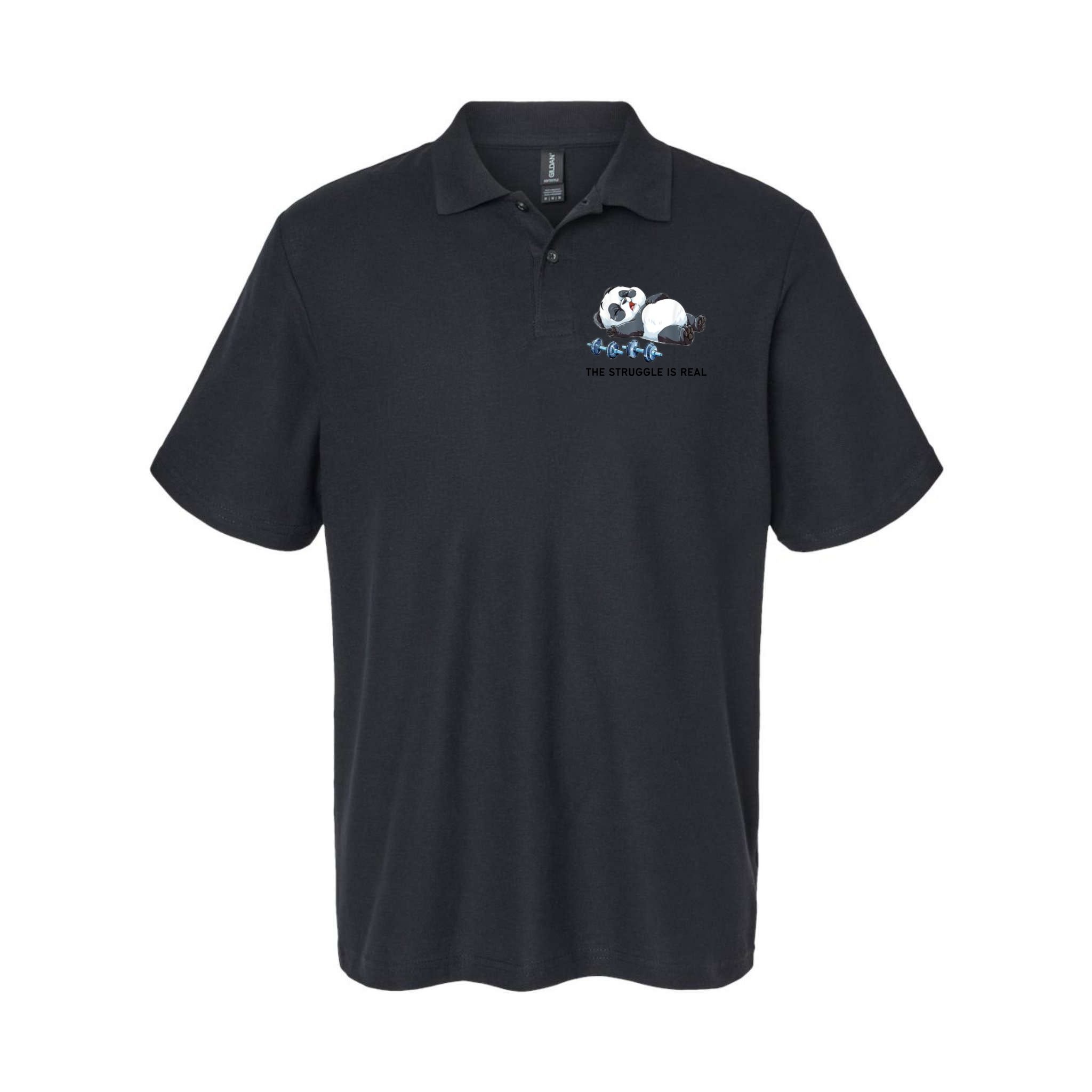 Panda The Struggle Is Real Weightlifting Fitness Gym Funny Polo