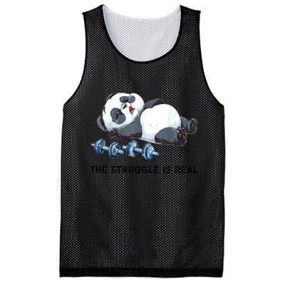 Panda The Struggle Is Real Weightlifting Fitness Gym Funny Mesh Reversible Basketball Jersey Tank