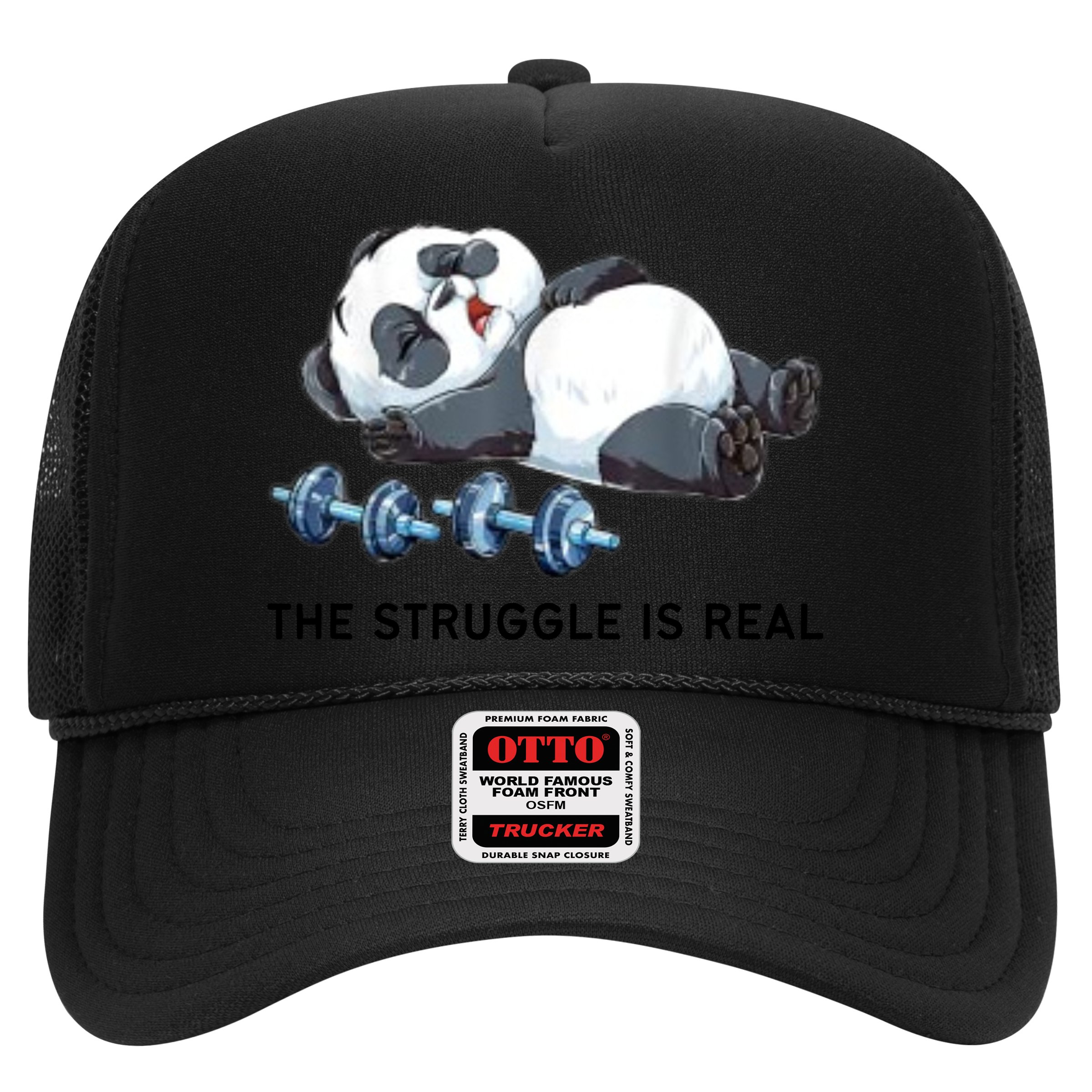 Panda The Struggle Is Real Weightlifting Fitness Gym Funny Hat
