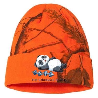 Panda The Struggle Is Real Weightlifting Fitness Gym Funny Kati Licensed 12" Camo Beanie