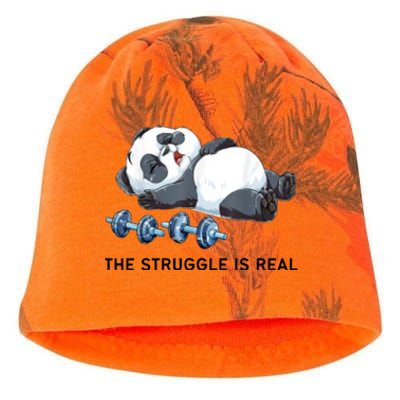 Panda The Struggle Is Real Weightlifting Fitness Gym Funny Kati - Camo Knit Beanie