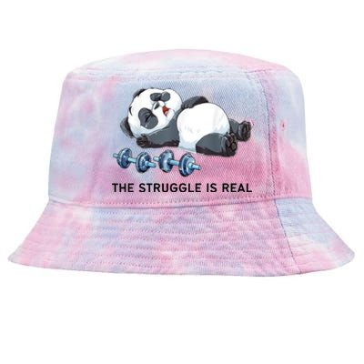 Panda The Struggle Is Real Weightlifting Fitness Gym Funny Tie-Dyed Bucket Hat