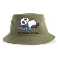 Panda The Struggle Is Real Weightlifting Fitness Gym Funny Sustainable Bucket Hat