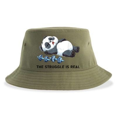 Panda The Struggle Is Real Weightlifting Fitness Gym Funny Sustainable Bucket Hat