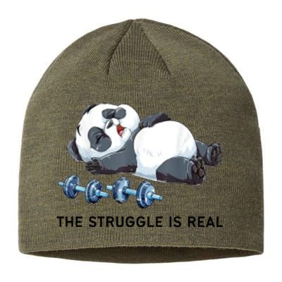 Panda The Struggle Is Real Weightlifting Fitness Gym Funny Sustainable Beanie