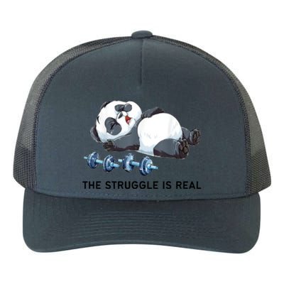 Panda The Struggle Is Real Weightlifting Fitness Gym Funny Yupoong Adult 5-Panel Trucker Hat